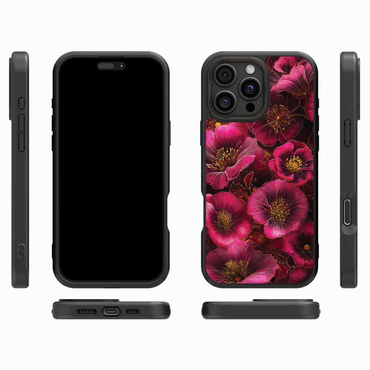 Pink Floral Designer iPhone 16 Pro Case – Ruby Flora | MagSafe