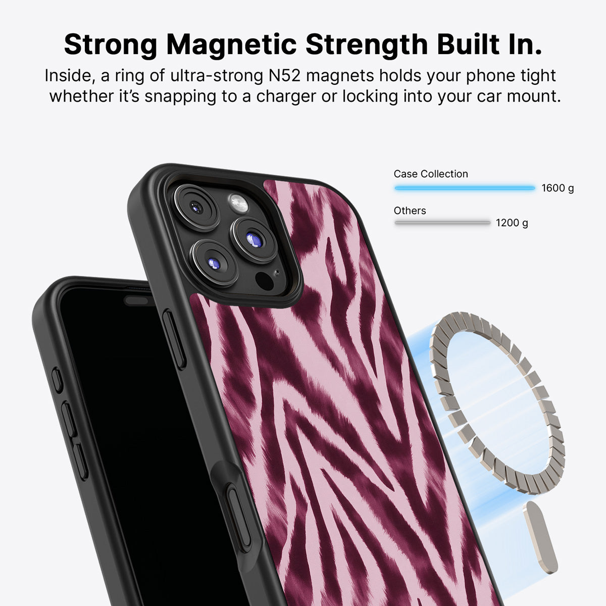 iPhone 16 Pro MagSafe case – Sangria Zebra design