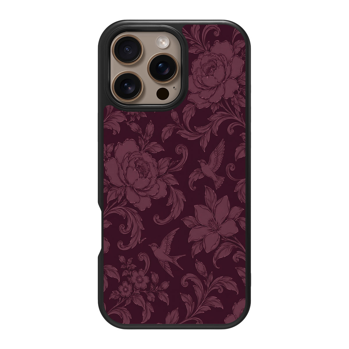 Swallow Damask design back view – iPhone 16 Pro case