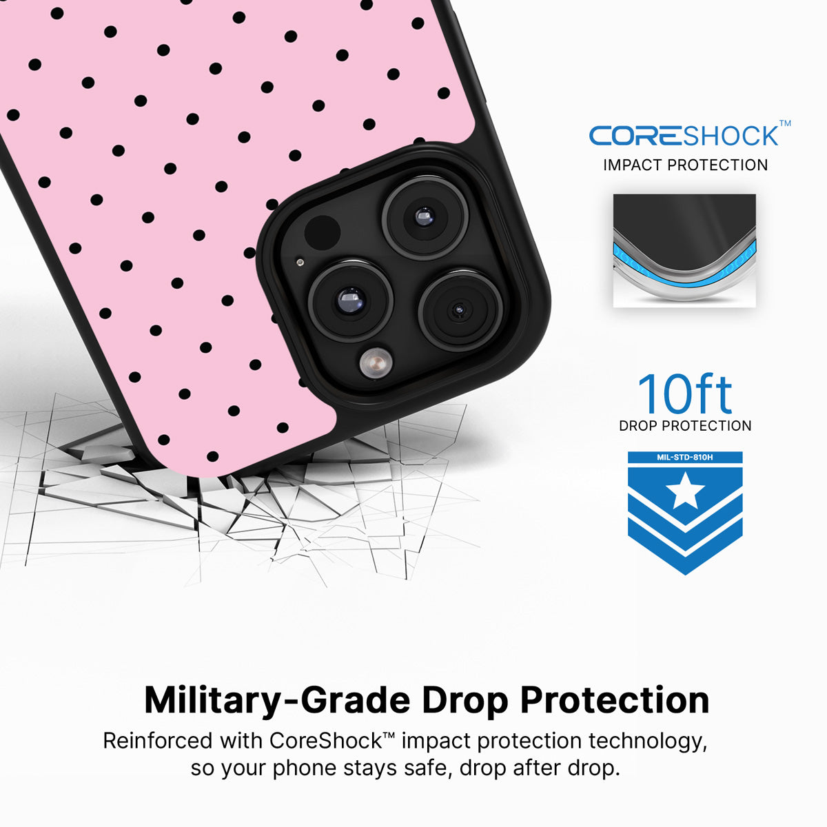 Pink Polka Dot iPhone 16 Pro Case – Veloria | MagSafe
