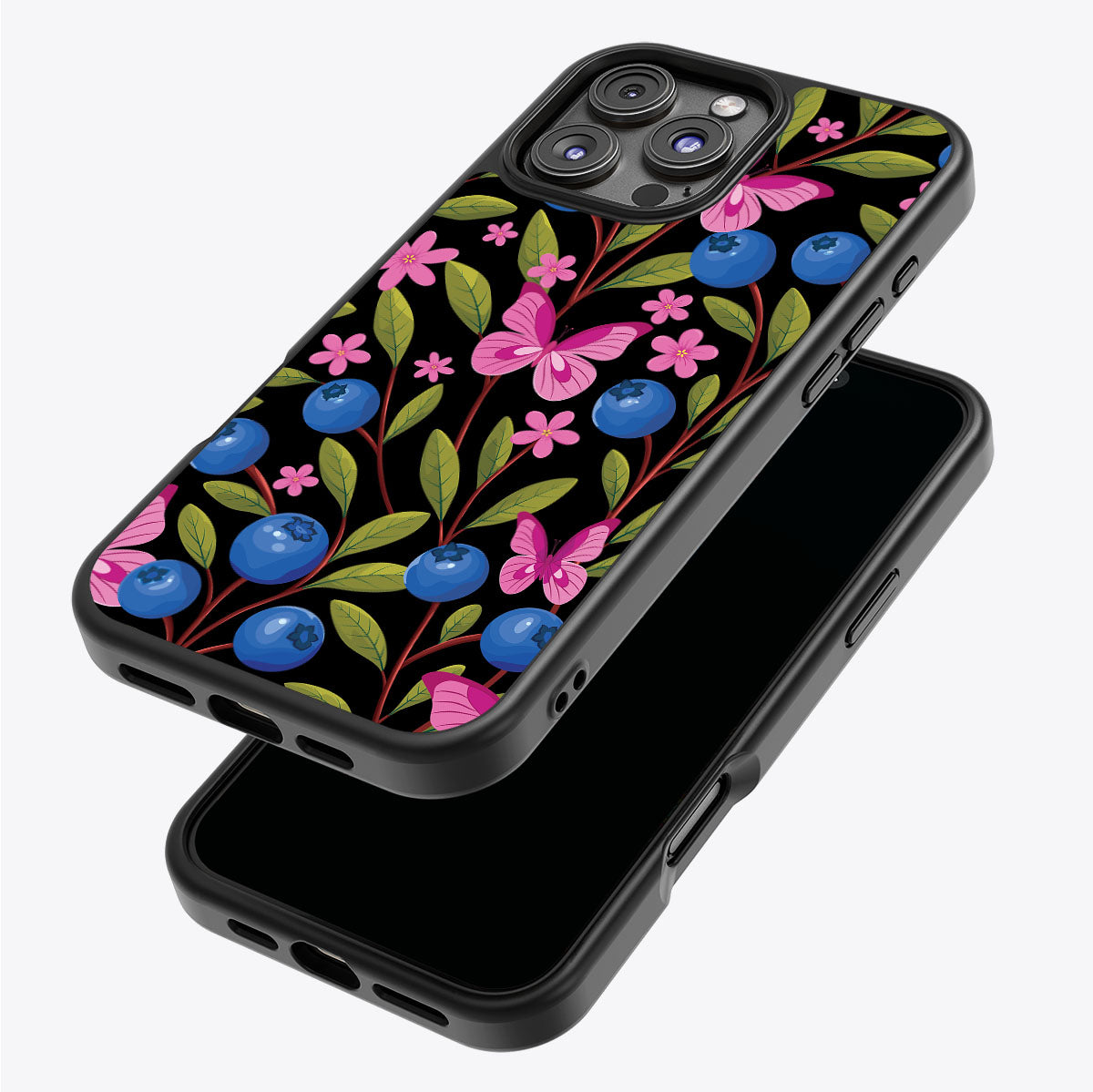 Blueberry Butterflies - iPhone 16 Pro Max Case #case type_core (magsafe), #case type_core (non magsafe)
