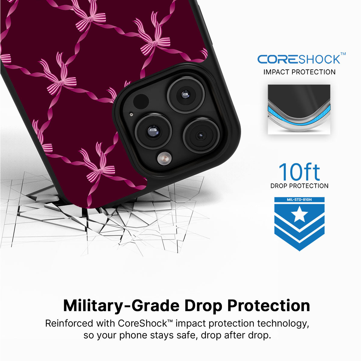 Bordeaux Bow - iPhone 16 Pro Max Case