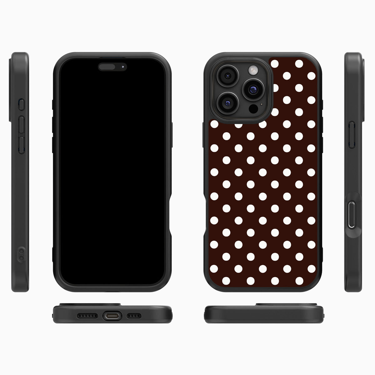 Cocoa Confetti iPhone 16 Pro Max case cover – multi-angle view