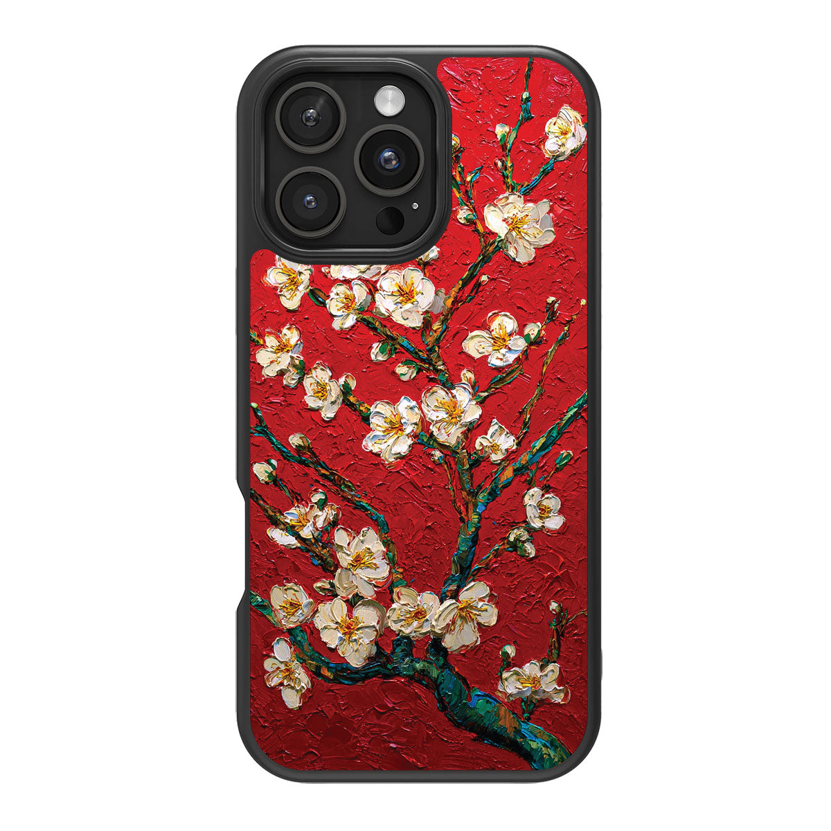 Crimson Blossom design back view – iPhone 16 Pro Max case