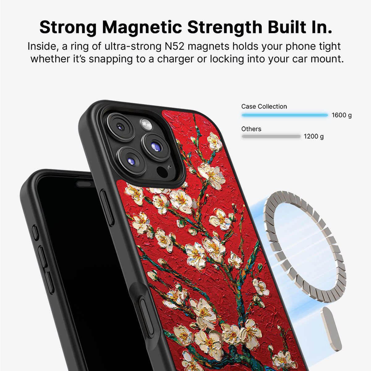 iPhone 16 Pro Max MagSafe case – Crimson Blossom design