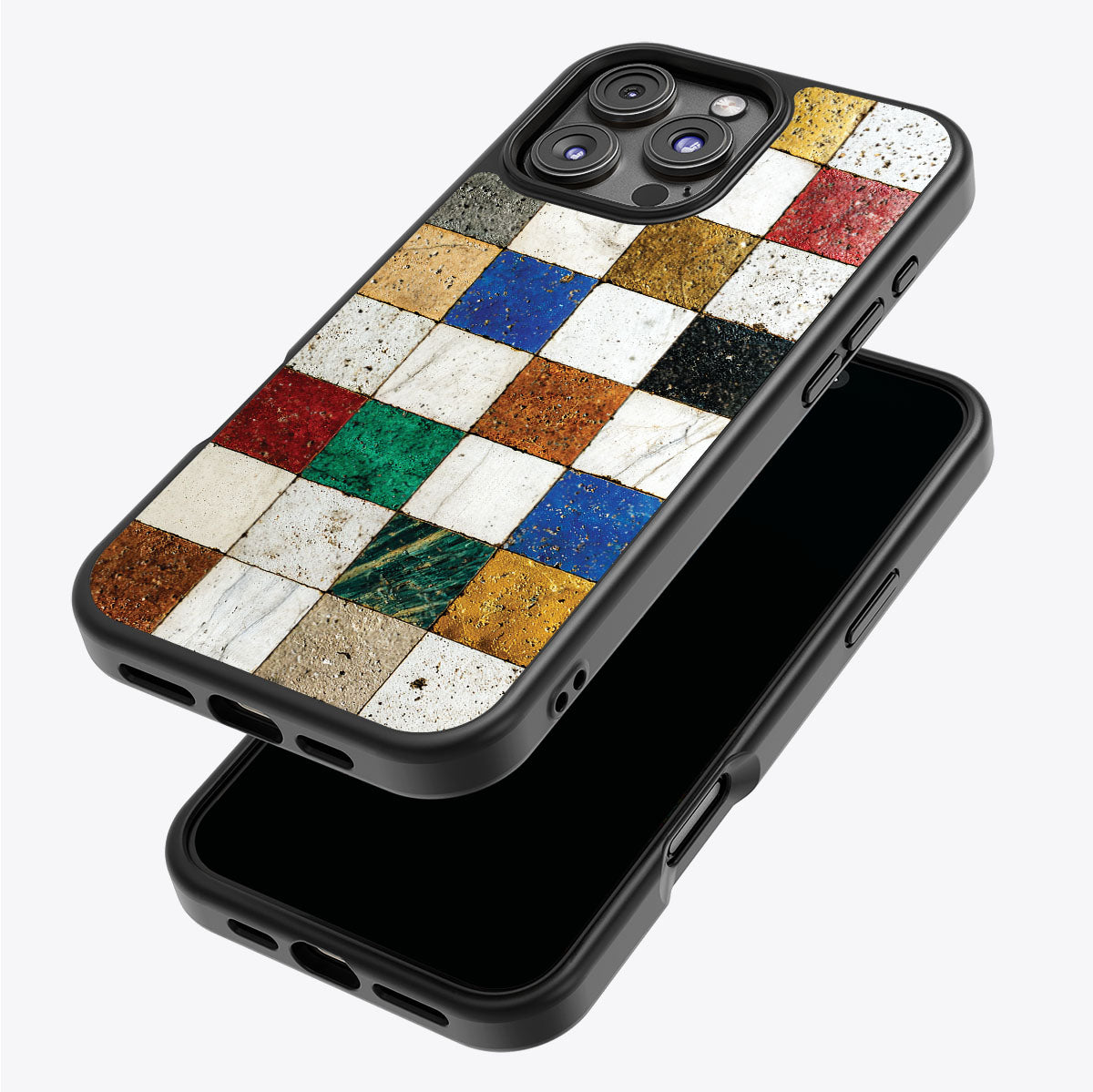 Heritage Mosaic iPhone 16 Pro Max case – back and side view