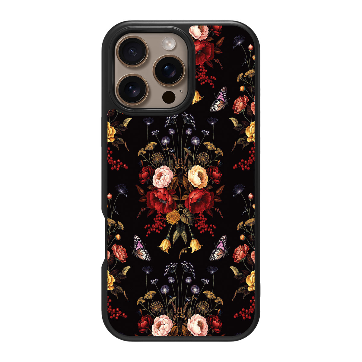 Kelmscott Bloom design back view – iPhone 16 Pro Max case