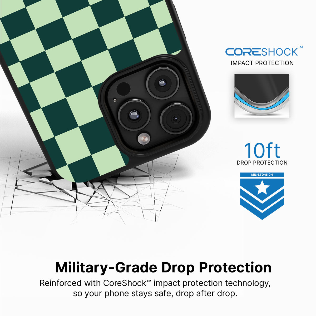 Mint Matrix iPhone 16 Pro Max case with drop protection