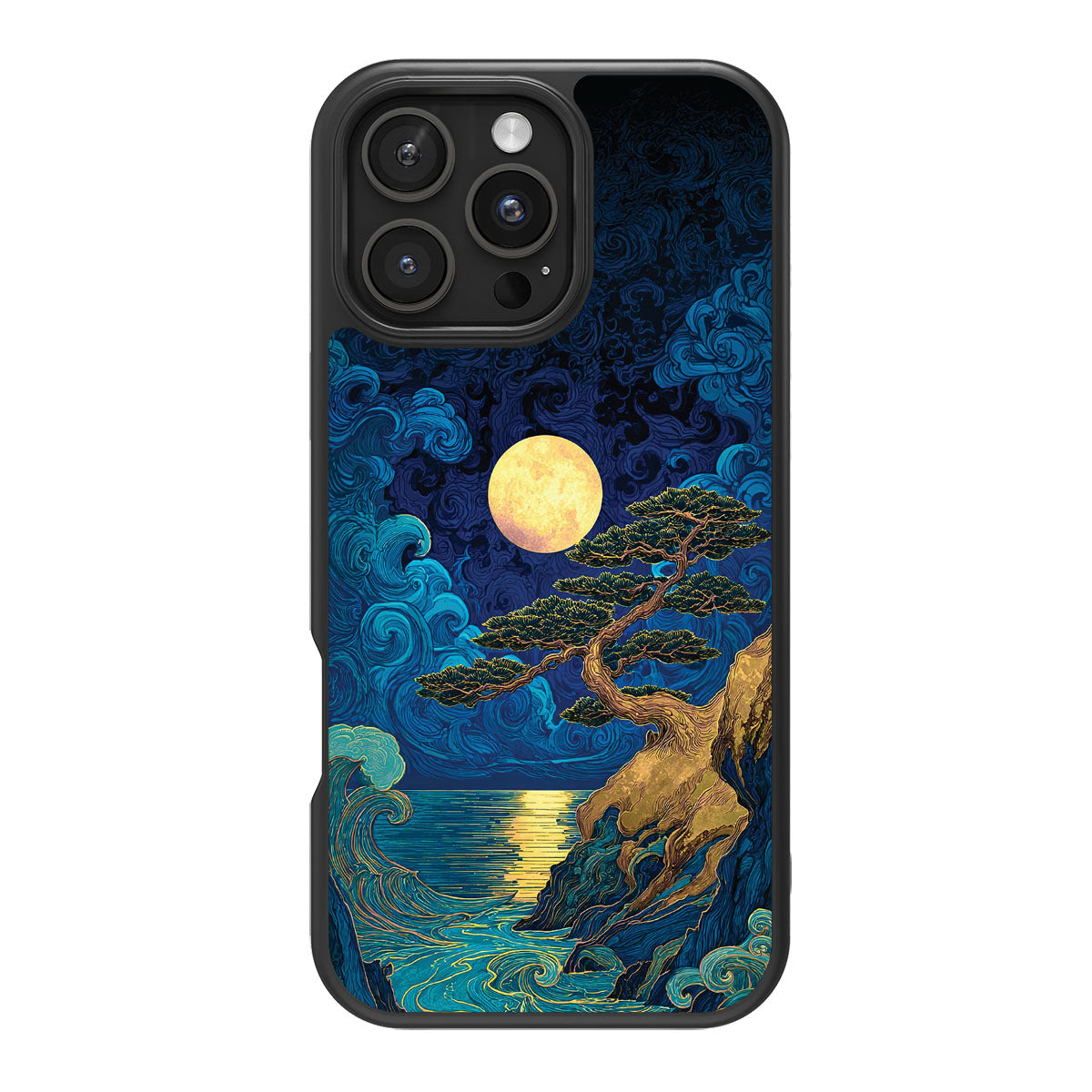 Moonlit Tide design back view – iPhone 16 Pro Max case