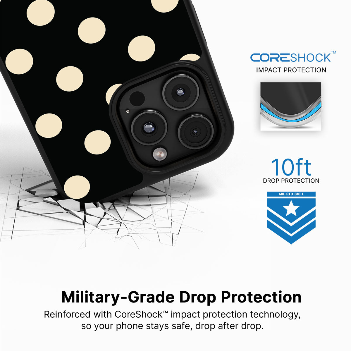 Noir Cream iPhone 16 Pro Max case with drop protection
