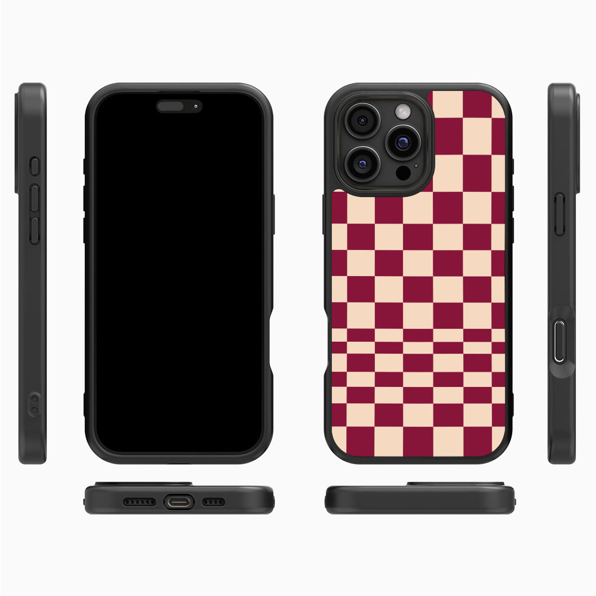 Rouge Board iPhone 16 Pro Max case cover – multi-angle view