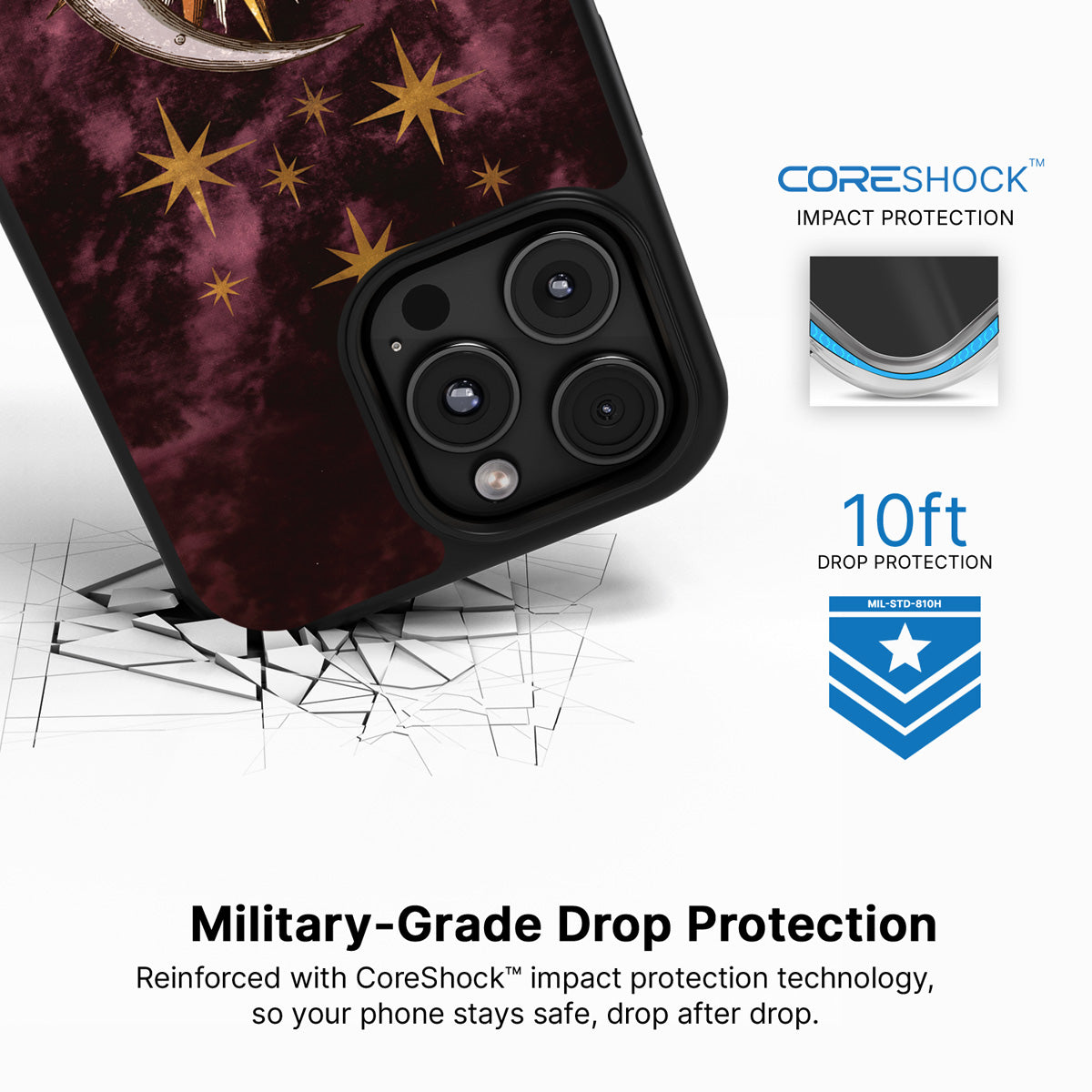 Sun and Moon iPhone 16 Pro Max case with drop protection