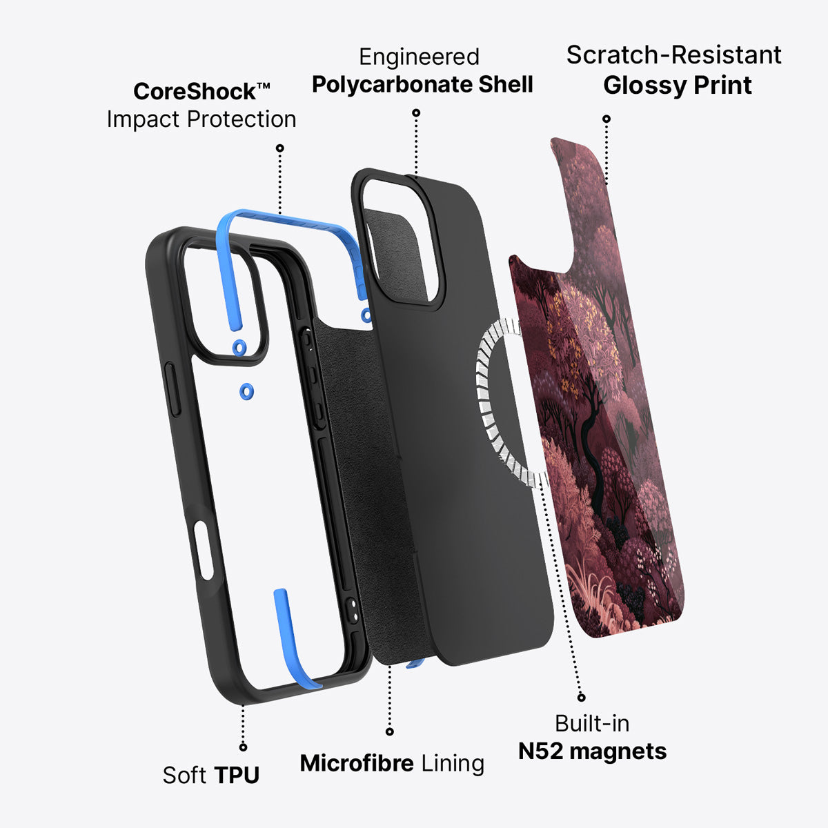 iPhone 16 Pro Max case construction – Velvet Reverie phone case