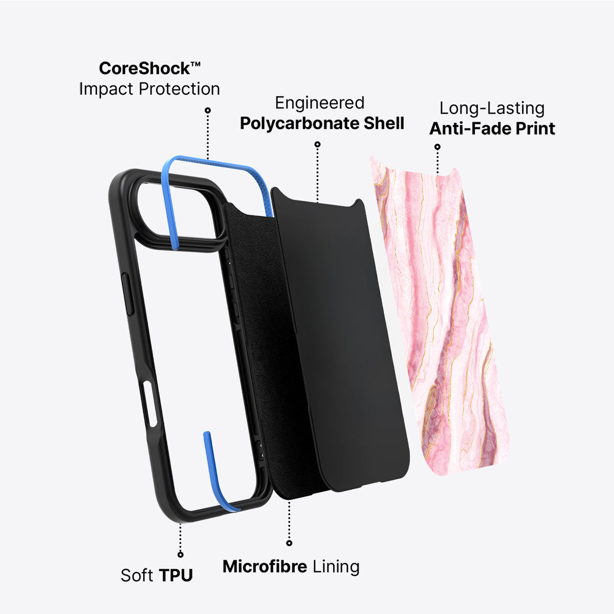 Blushed Marble - iPhone 17 Air Case, #case type_core (non magsafe)