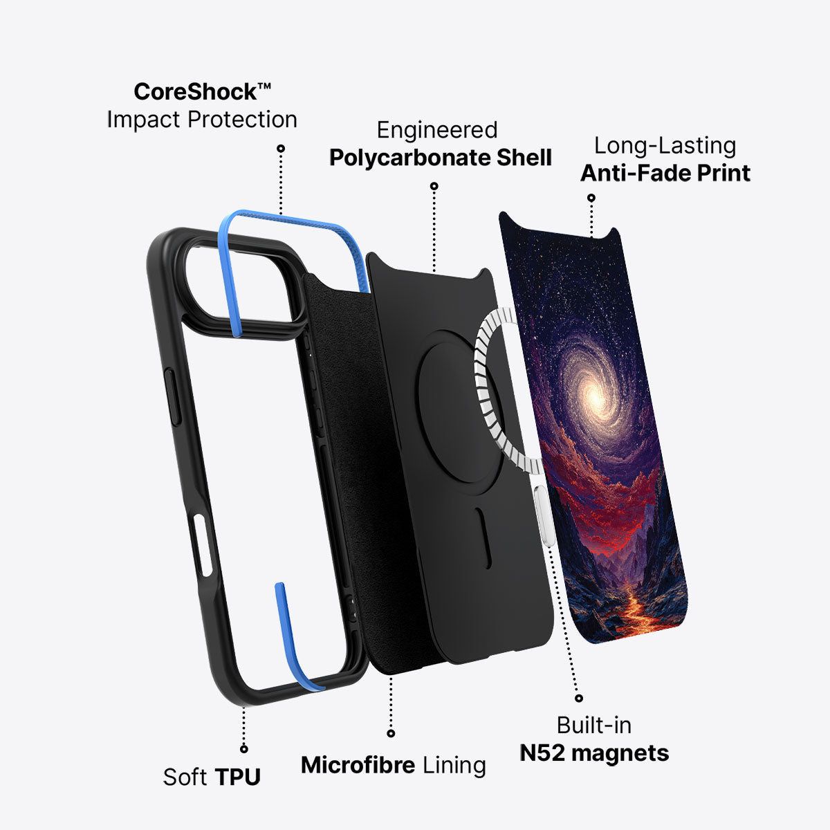 iPhone Air case construction – Cosmic Vortex phone case