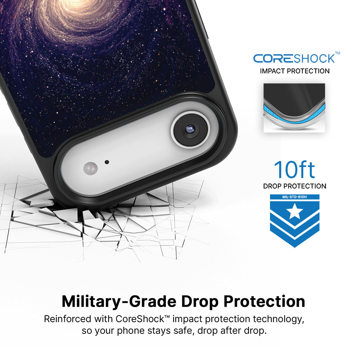 Cosmic Vortex iPhone Air case with drop protection