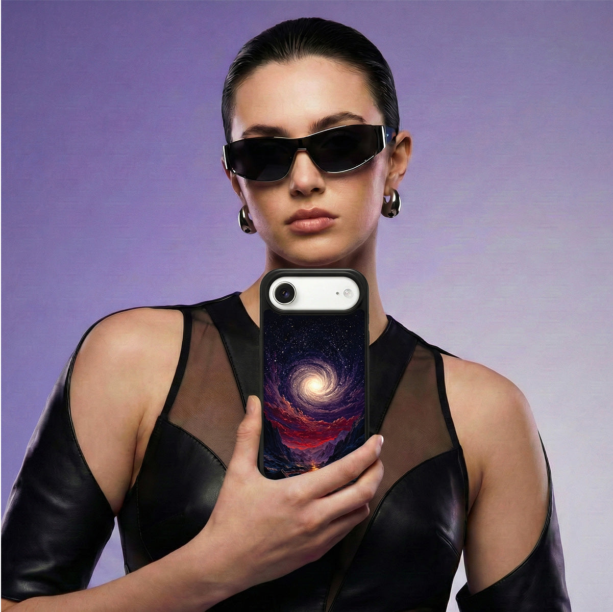 Cosmic Vortex iPhone Air phone case lifestyle photo