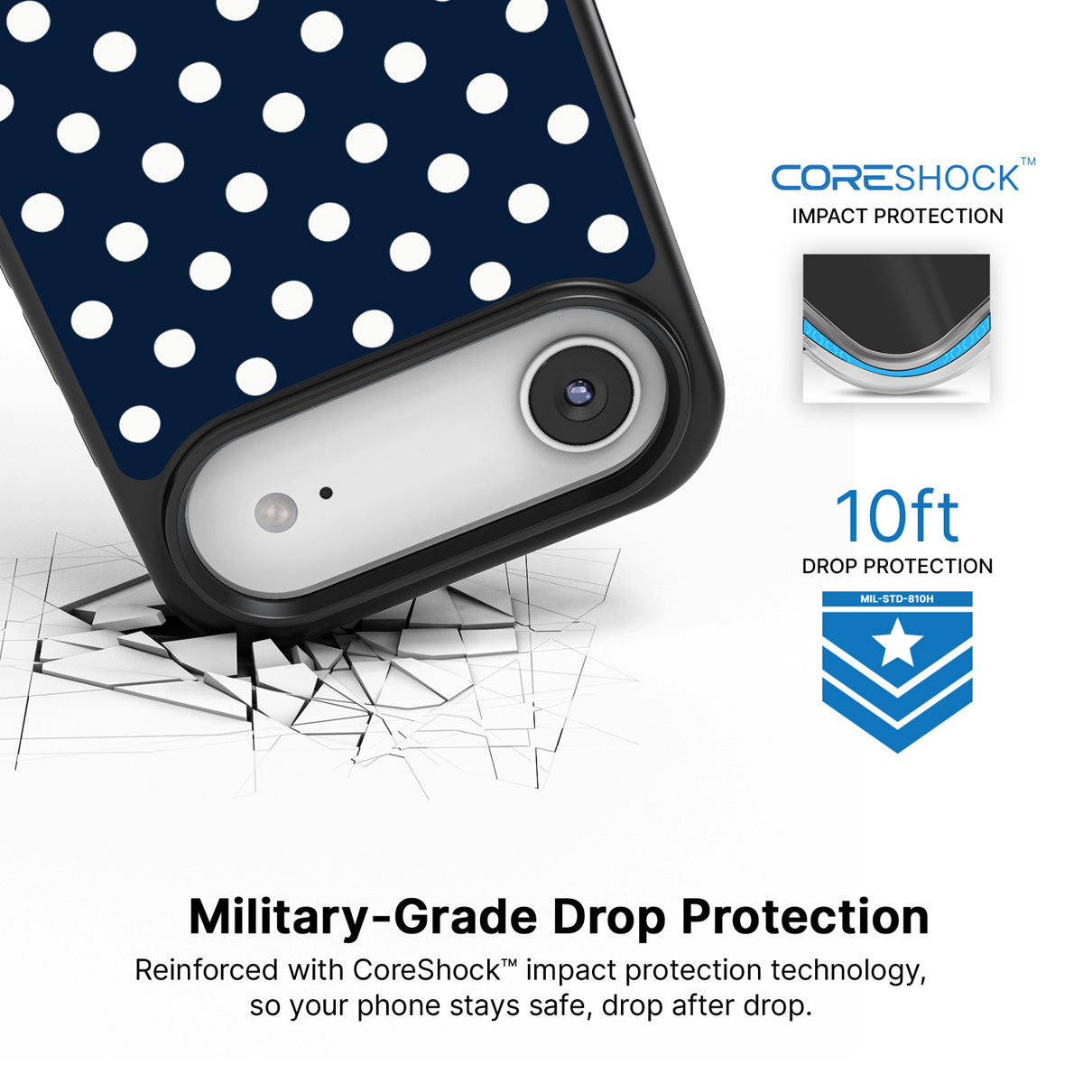 Navy Polka Dot iPhone Air Case – Deep Sea | MagSafe