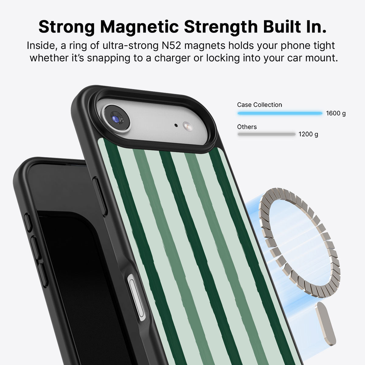 Green Watercolor Stripes - iPhone 17 Air Case #case type_core (magsafe)