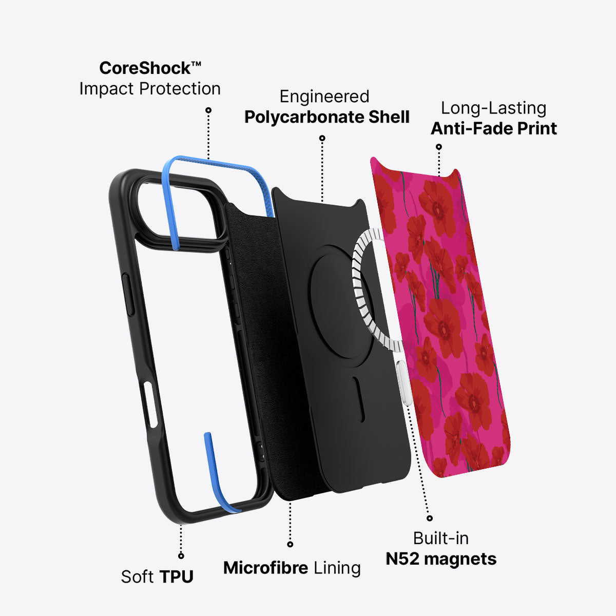 Pink Poppies - iPhone 17 Air Case #case type_core (magsafe)
