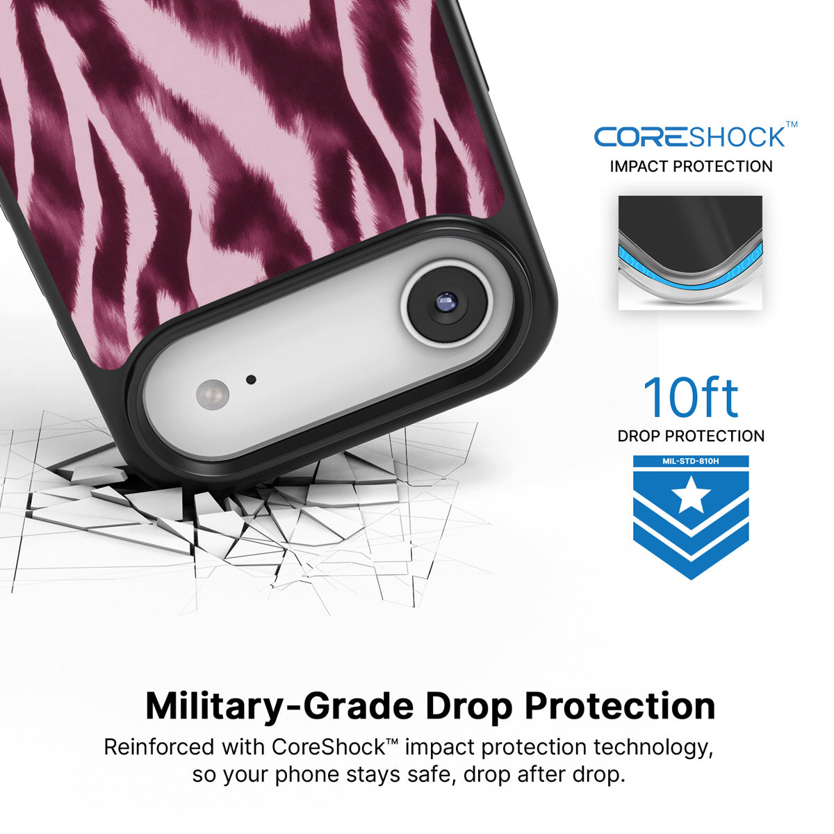 Sangria Zebra iPhone Air case with drop protection