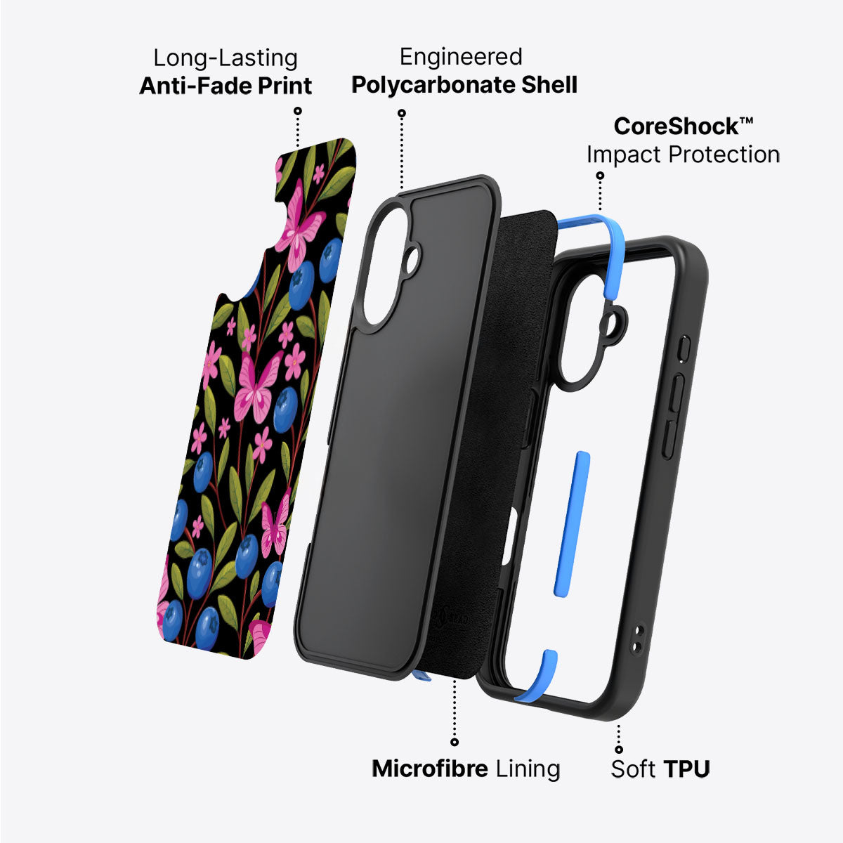 Blueberry Butterflies - iPhone 17 Case #case type_core (non magsafe)