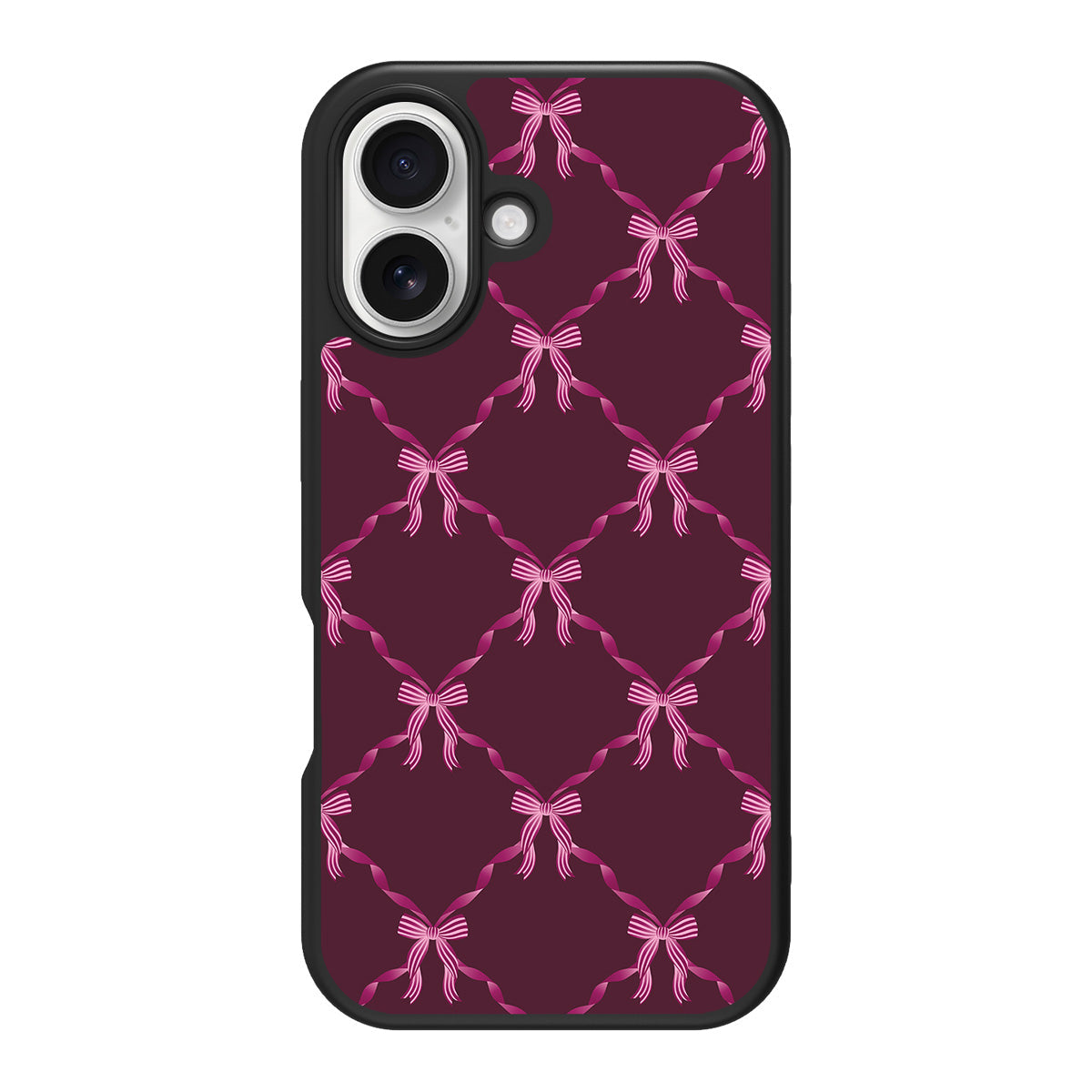 Bordeaux Bow design back view – iPhone 17 case