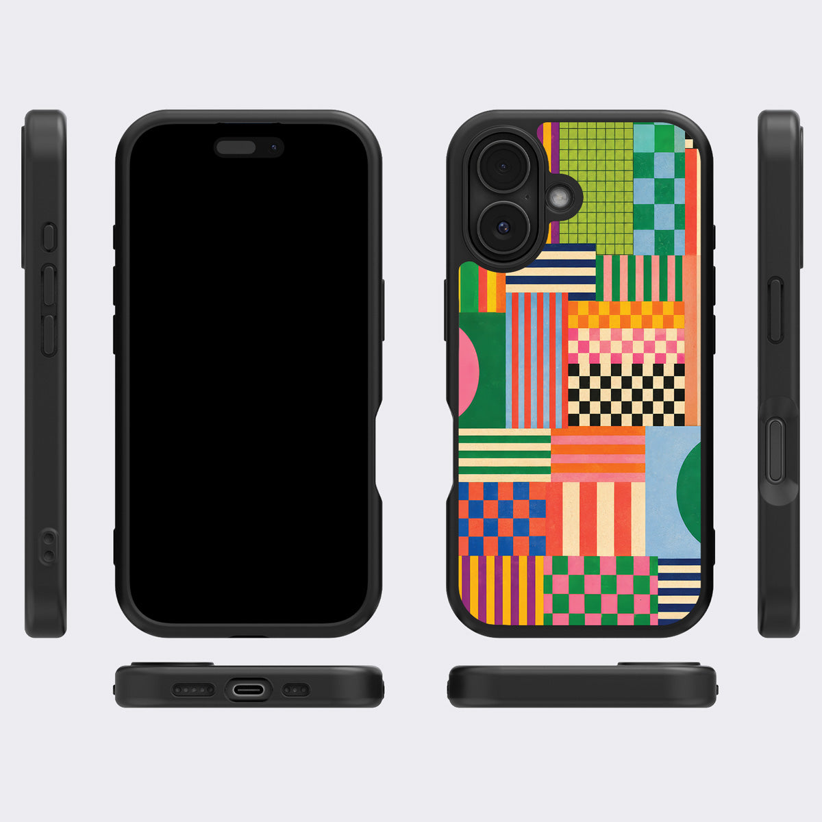 Carnival Quilt iPhone 17 case cover – multi-angle view
