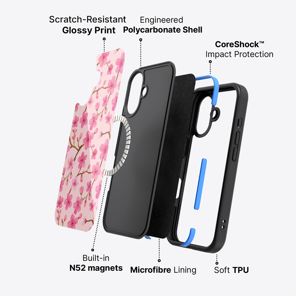 iPhone 17 case construction – Cherry Blossom phone case