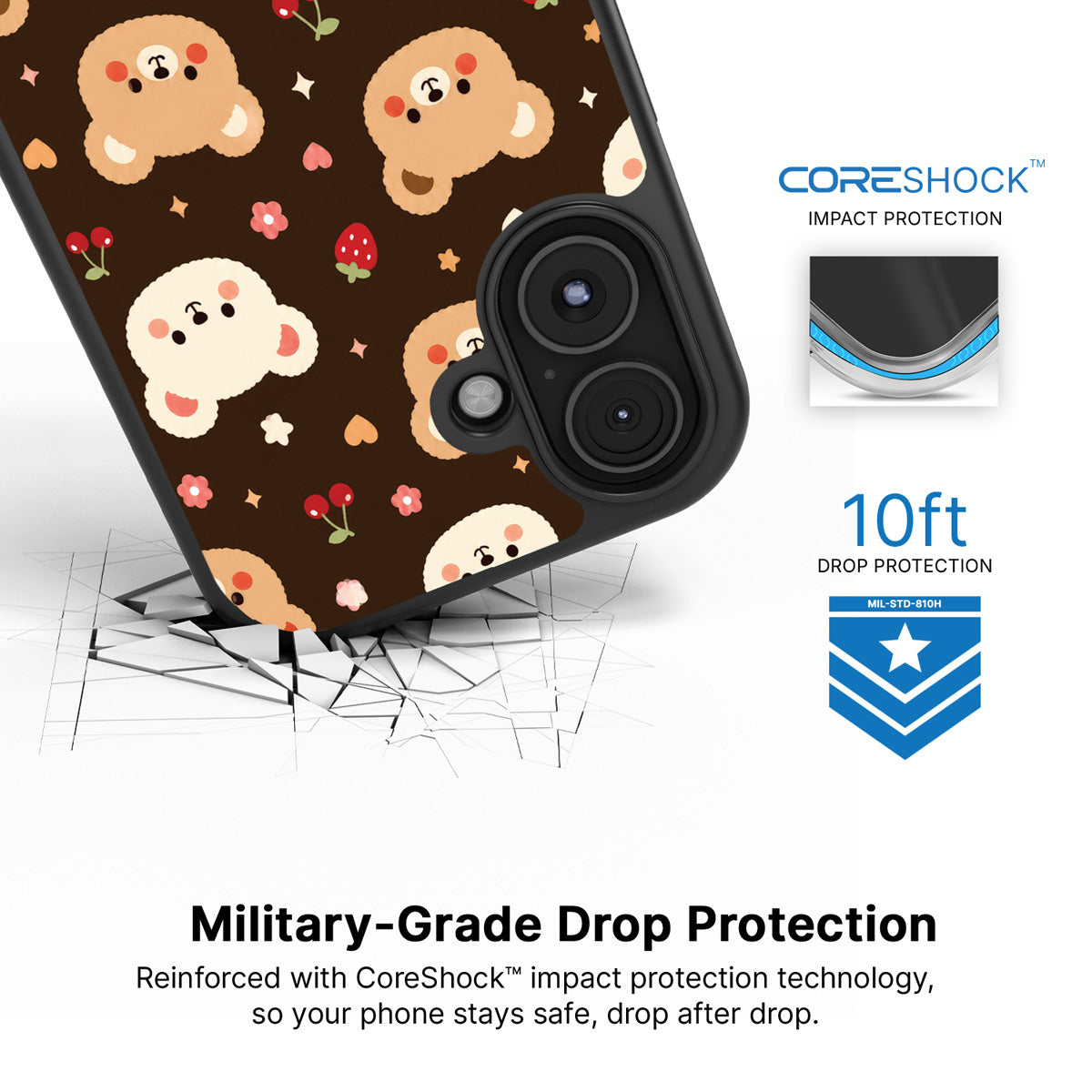 Cocoa Cuddles iPhone 17 case with drop protection