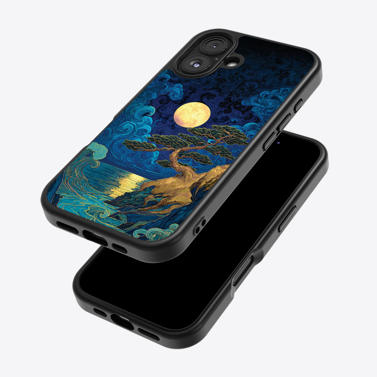 Moonlit Tide iPhone 17 case – back and side view