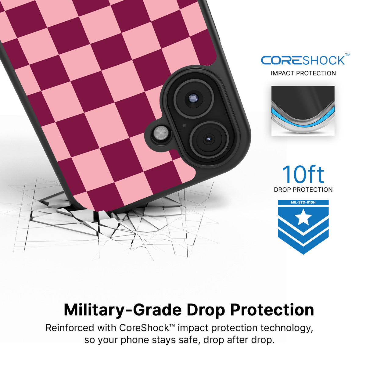 Rouge Board iPhone 17 case with drop protection