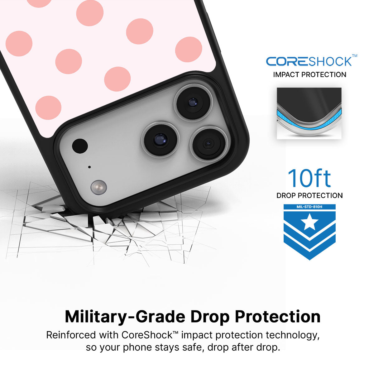 Blush Pearl iPhone 17 Pro case with drop protection