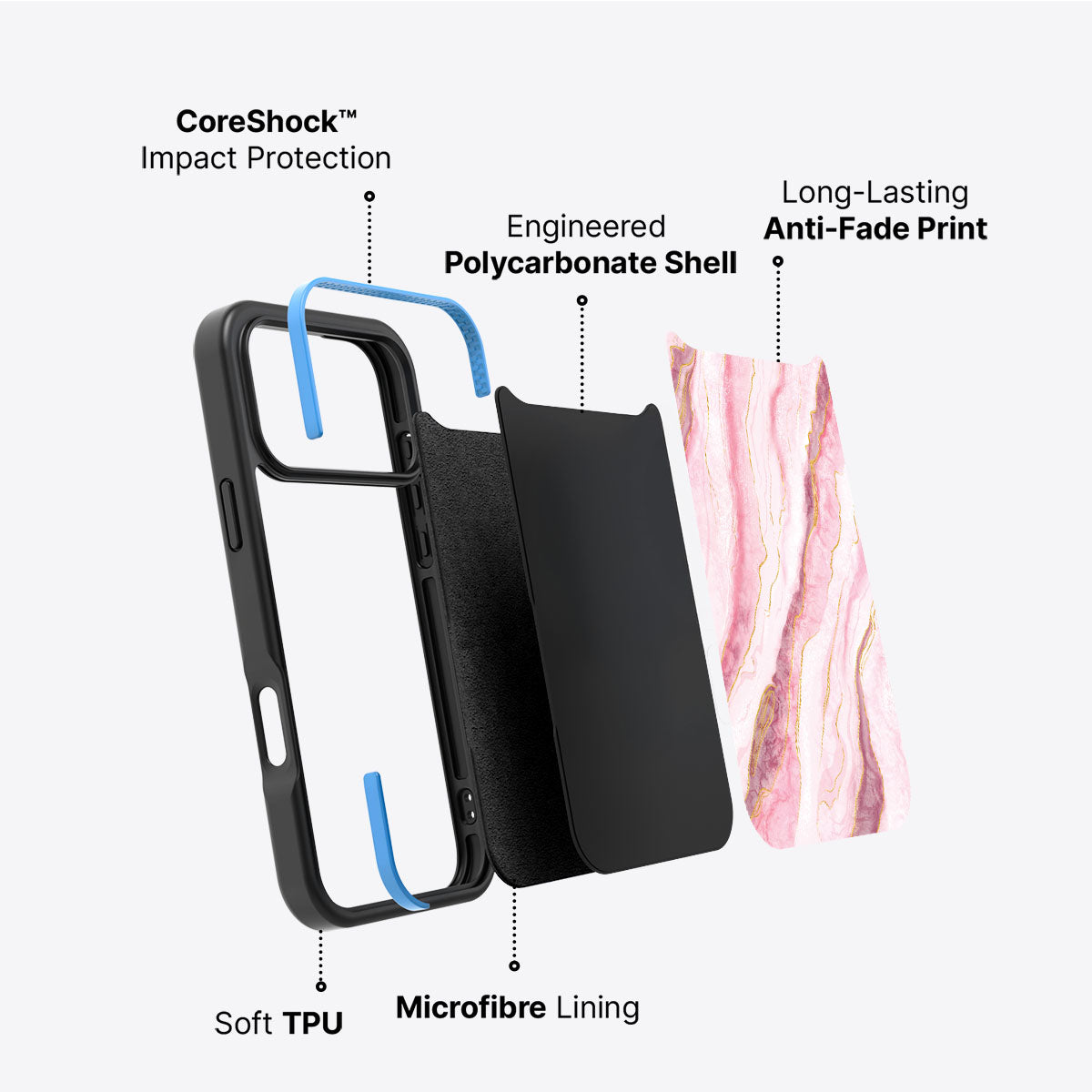 Blushed Marble - iPhone 17 Pro Case, #case type_core (non magsafe)