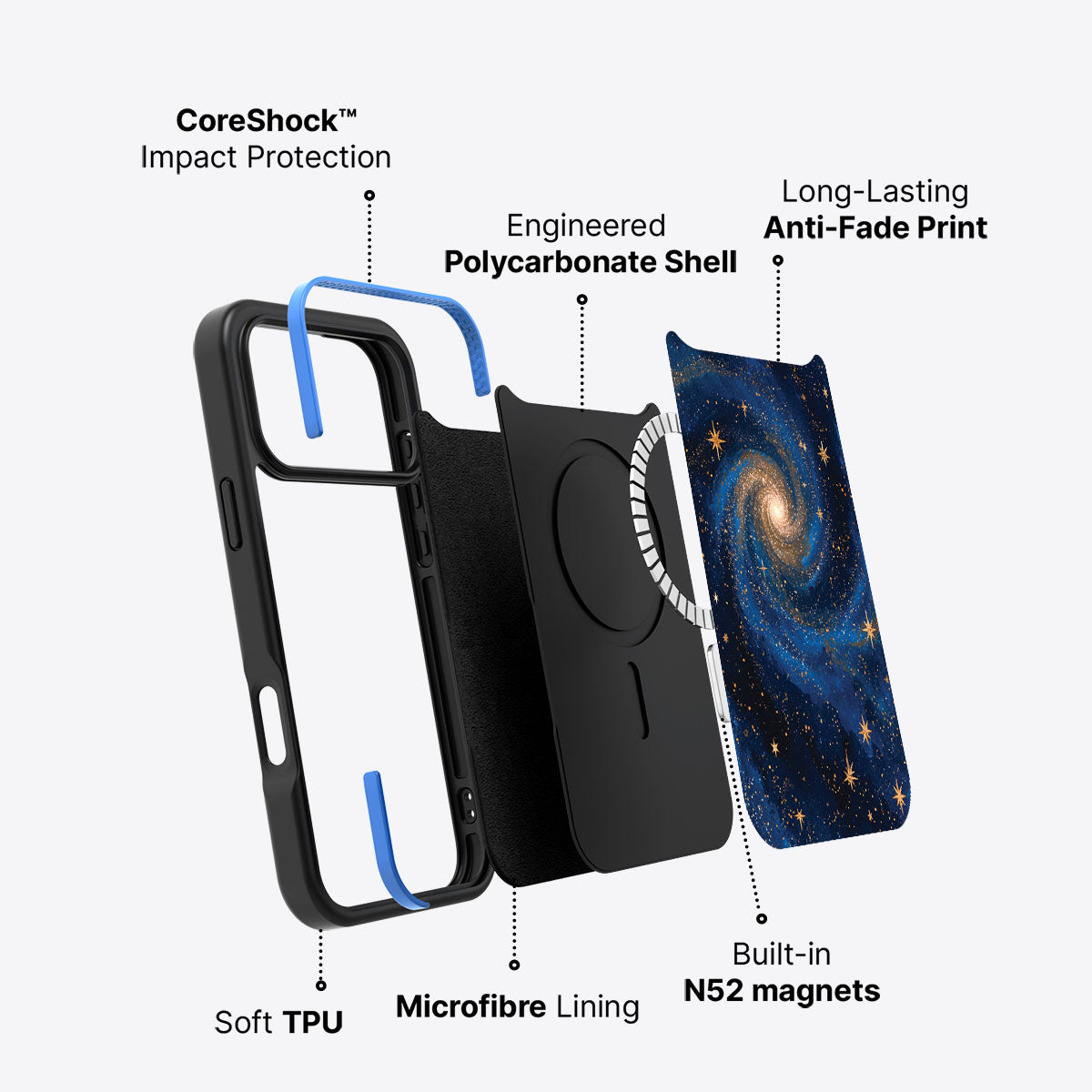Galaxy Designer iPhone 17 Pro Case – Cosmic Tide | MagSafe