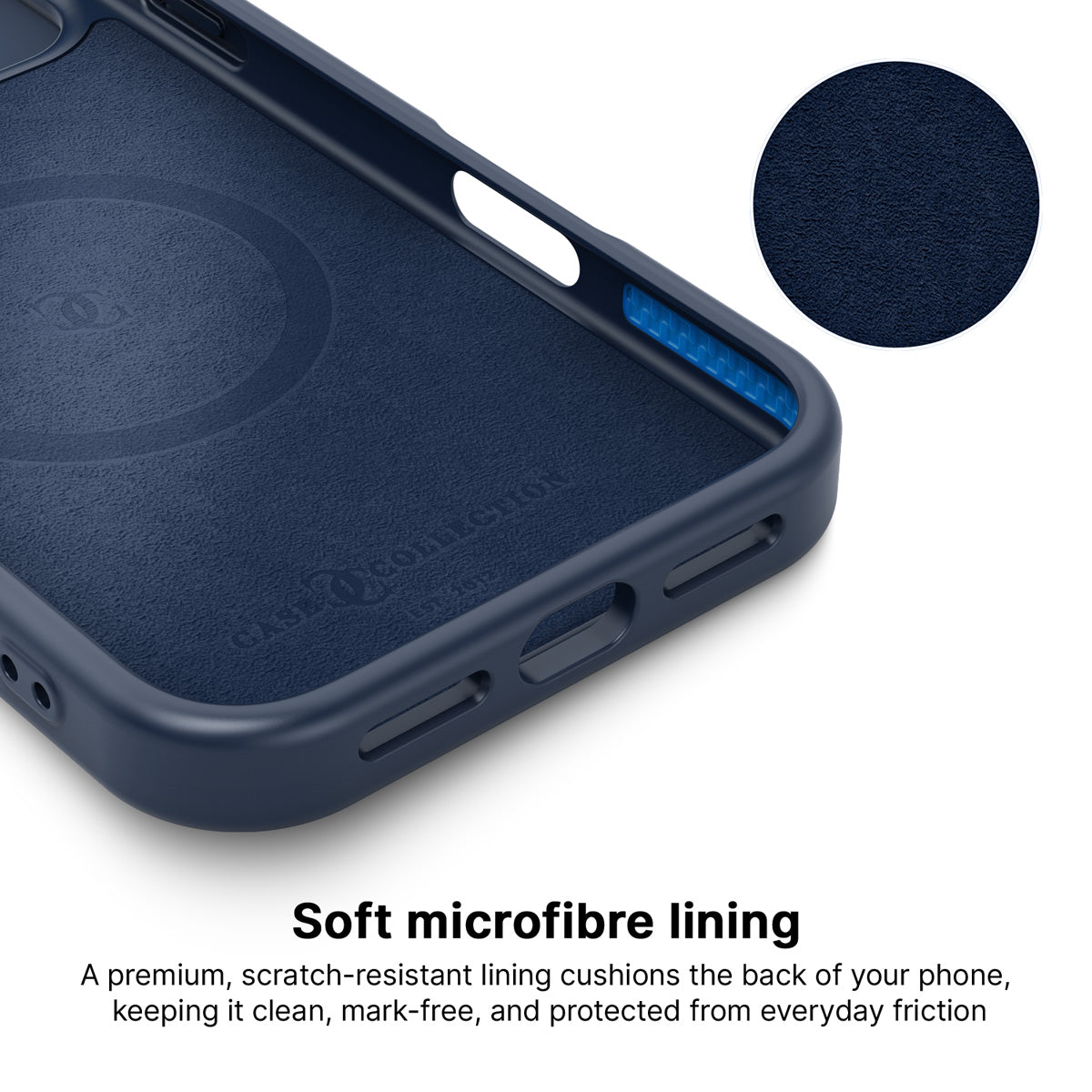 MagSafe case interior – Cosmic Tide microfibre lining