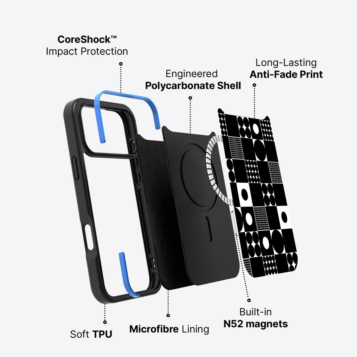 Grid and Orb - iPhone 17 Pro Case #case type_core (magsafe)
