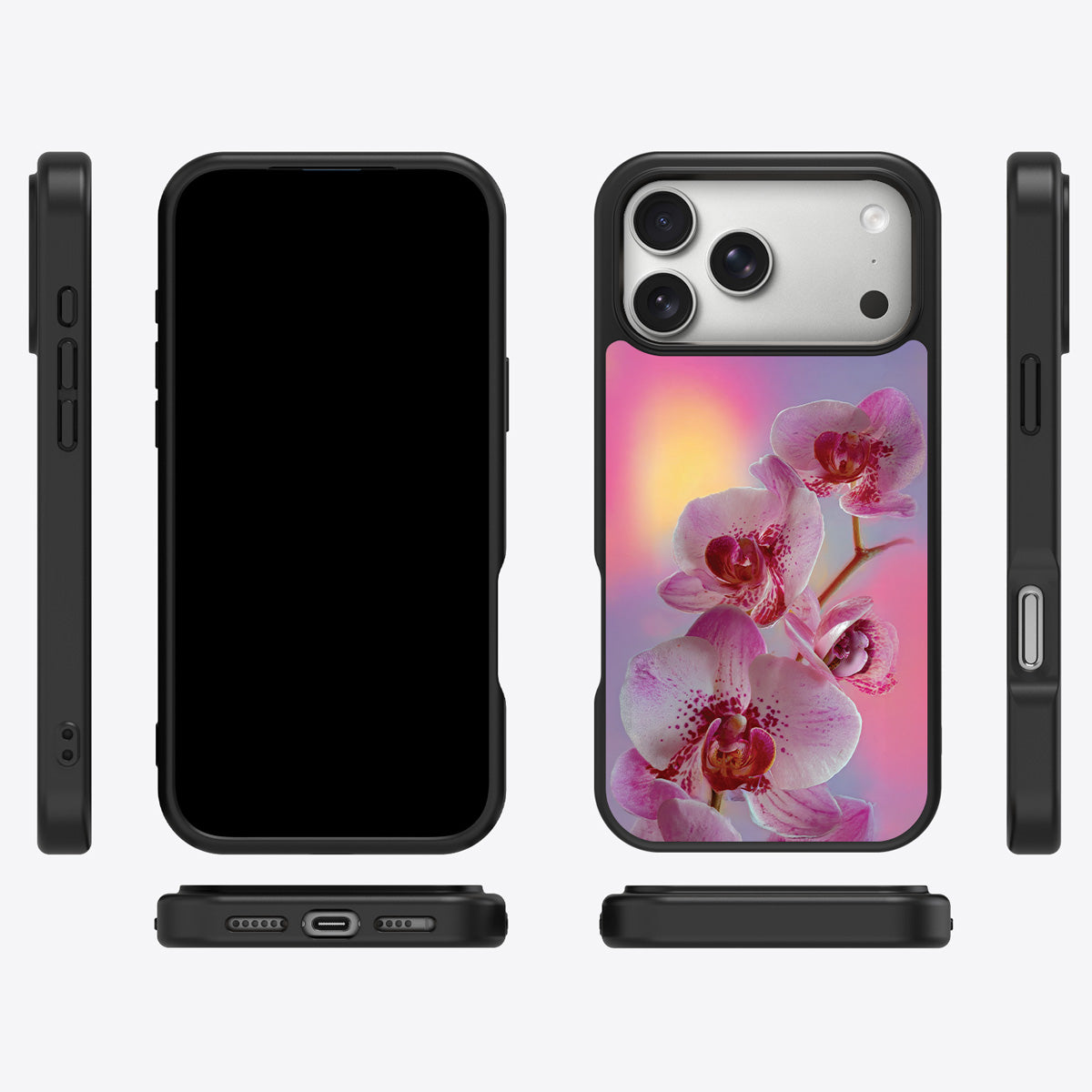 Orchid Dream iPhone 17 Pro case cover – multi-angle view