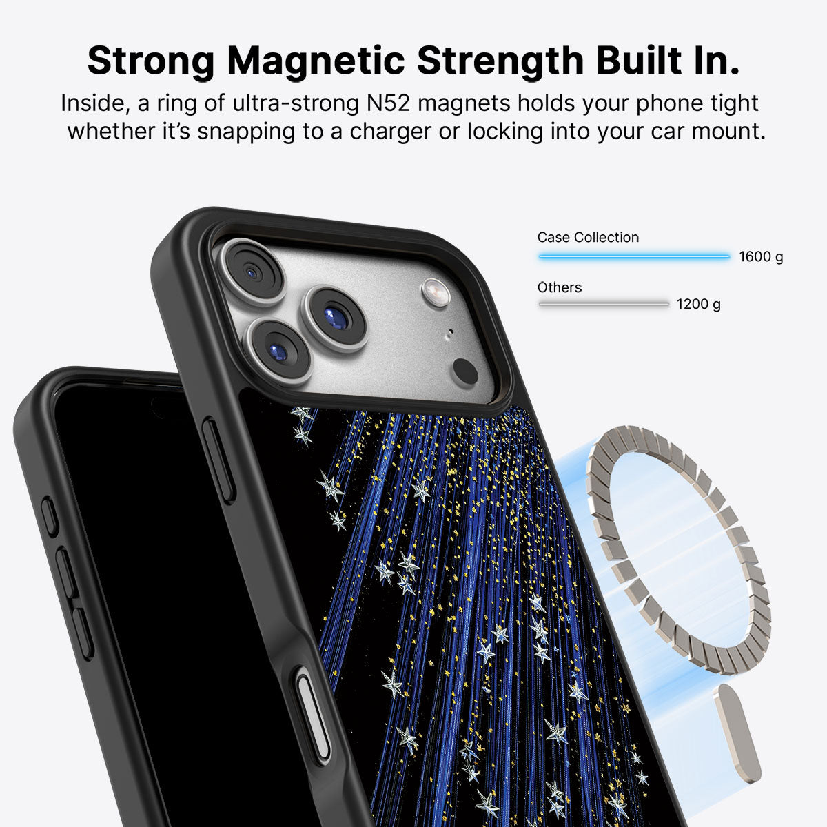 Celestial Designer iPhone 17 Pro Case – Star Cascade | MagSafe