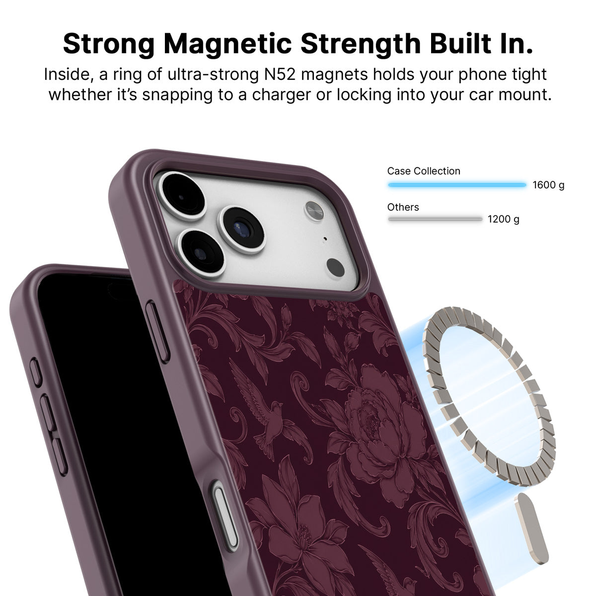iPhone 17 Pro MagSafe case – Swallow Damask design