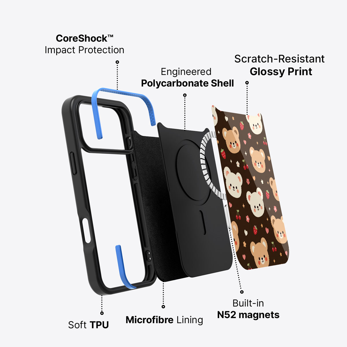 iPhone 17 Pro Max case construction – Cocoa Cuddles phone case