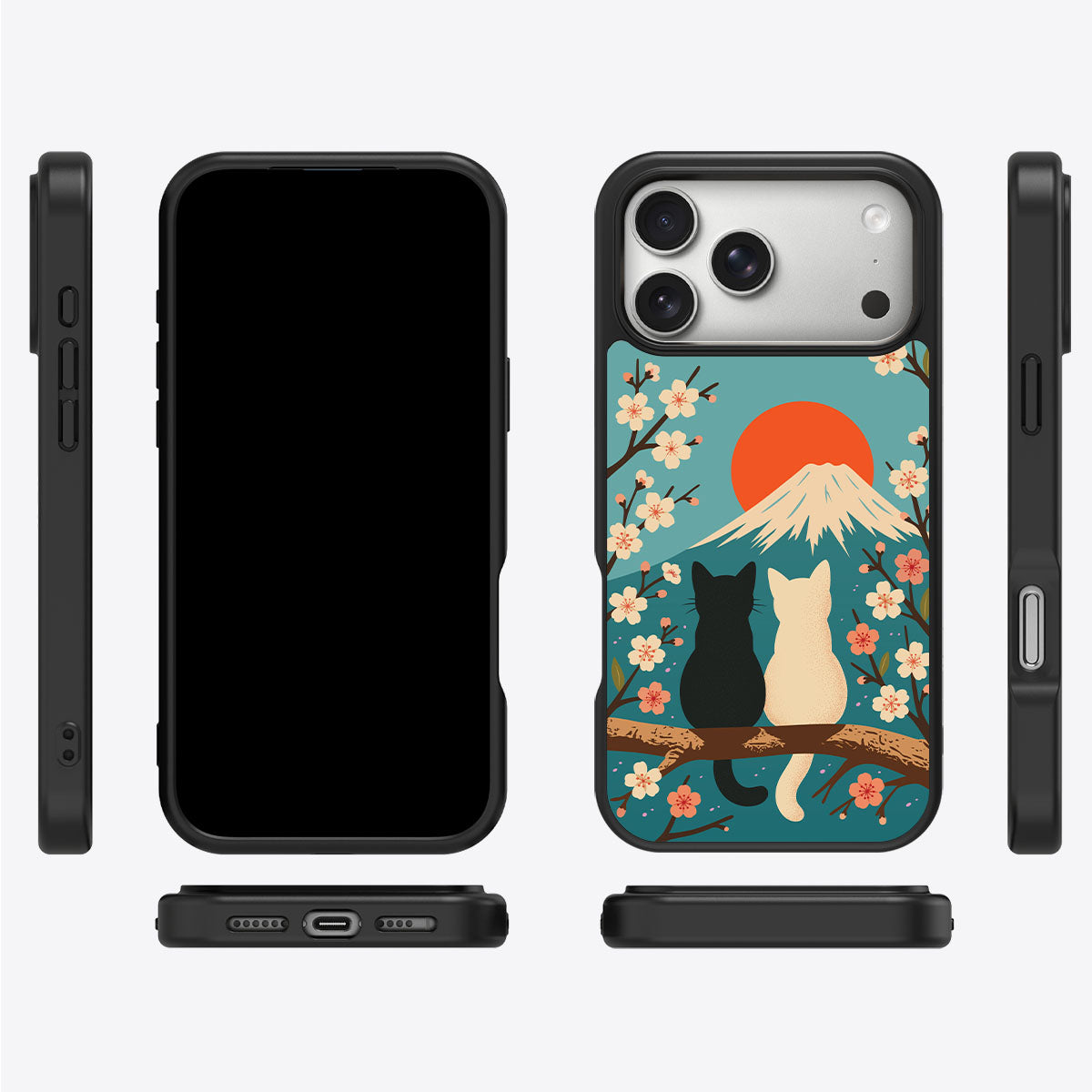 Fuji Cats iPhone 17 Pro Max case cover – multi-angle view