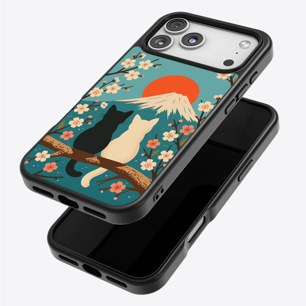 Fuji Cats iPhone 17 Pro Max case – back and side view