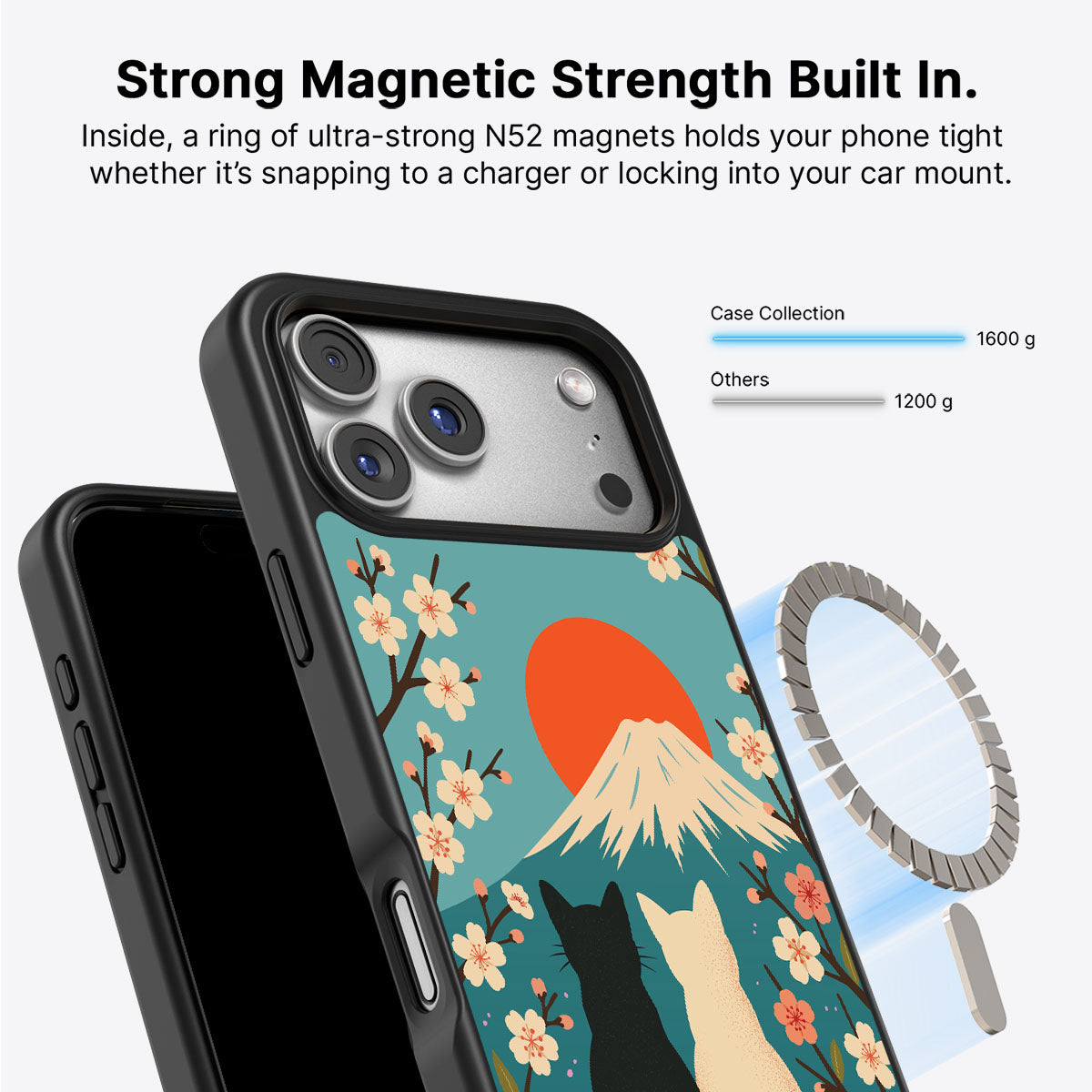 iPhone 17 Pro Max MagSafe case – Fuji Cats design