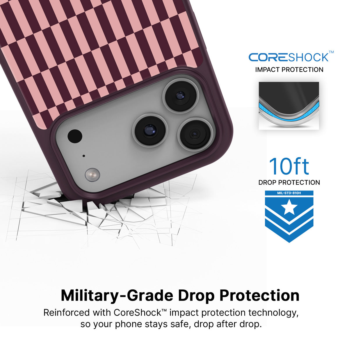 Garnet Stack iPhone 17 Pro Max case with drop protection