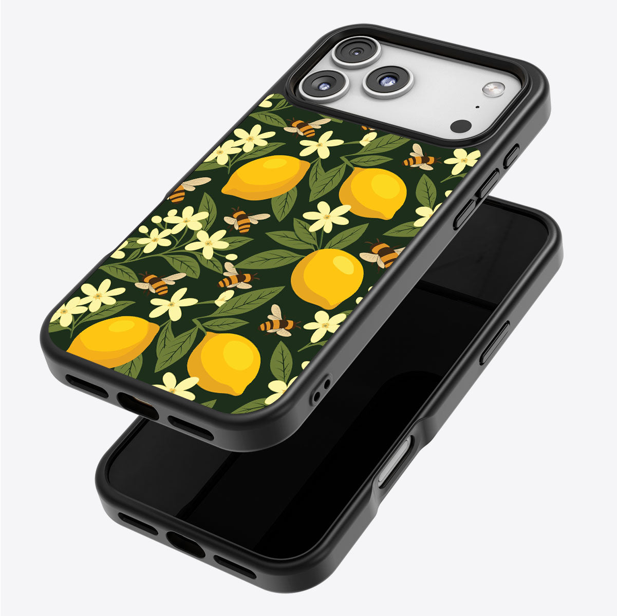 Lemon and Bees iPhone 17 Pro Max case – back and side view