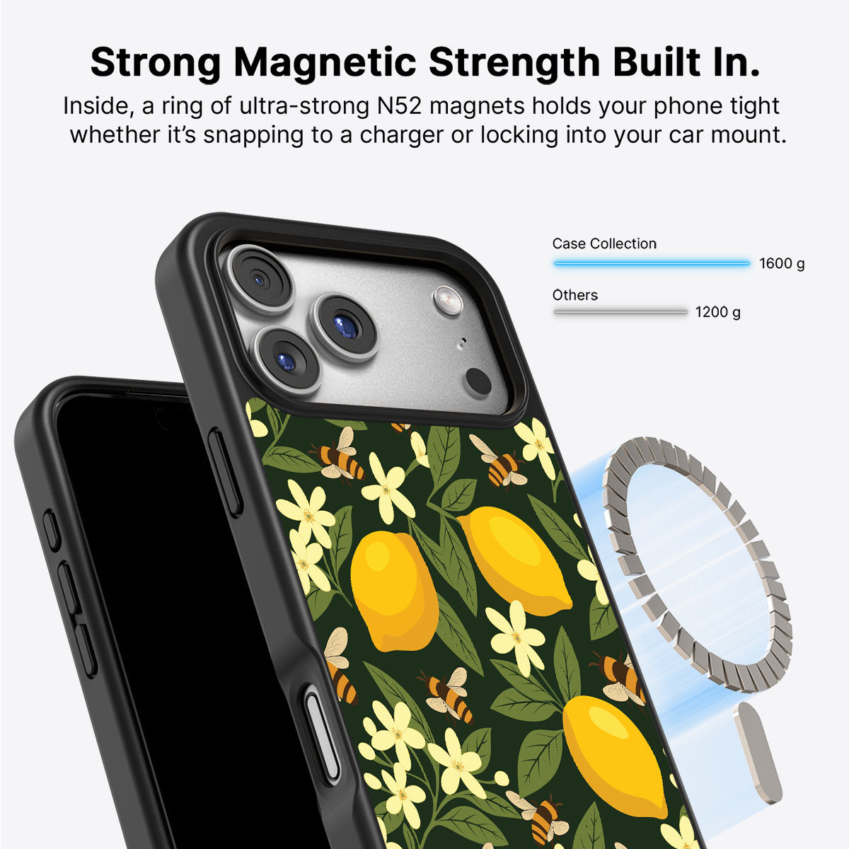 iPhone 17 Pro Max MagSafe case – Lemon and Bees design