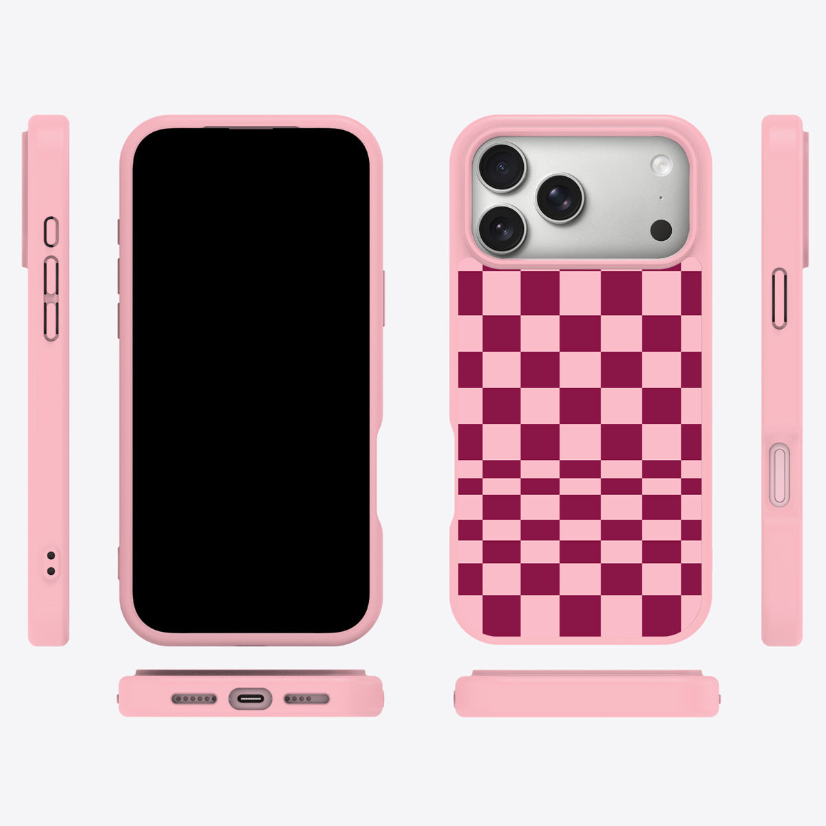 Rouge Board iPhone 17 Pro Max case cover – multi-angle view