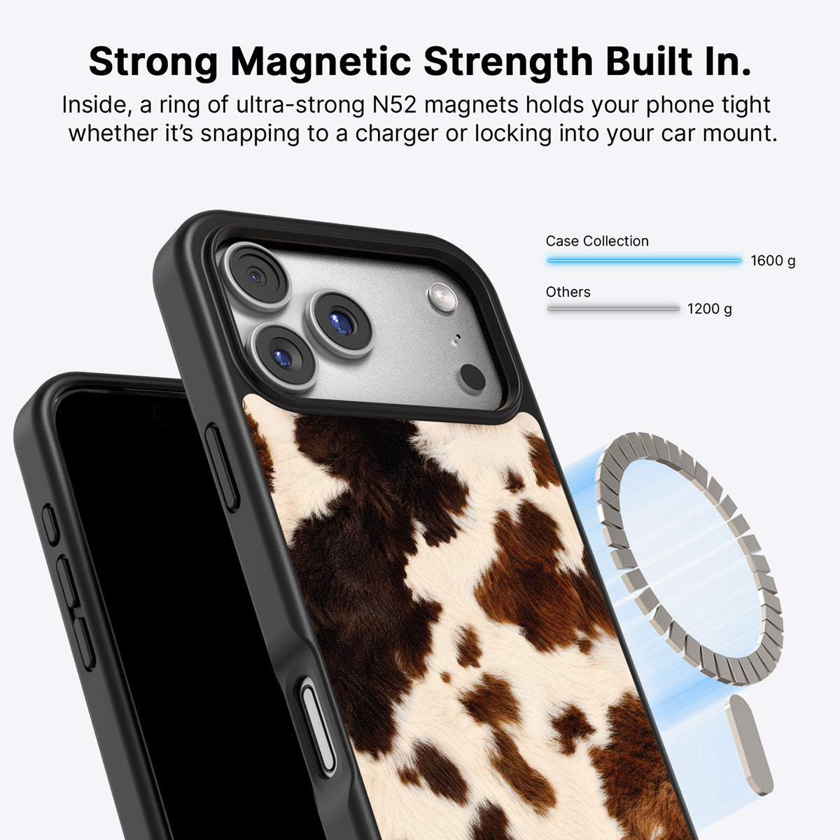 Cowhide Designer iPhone 17 Pro Max Case – Swiss Cow | MagSafe