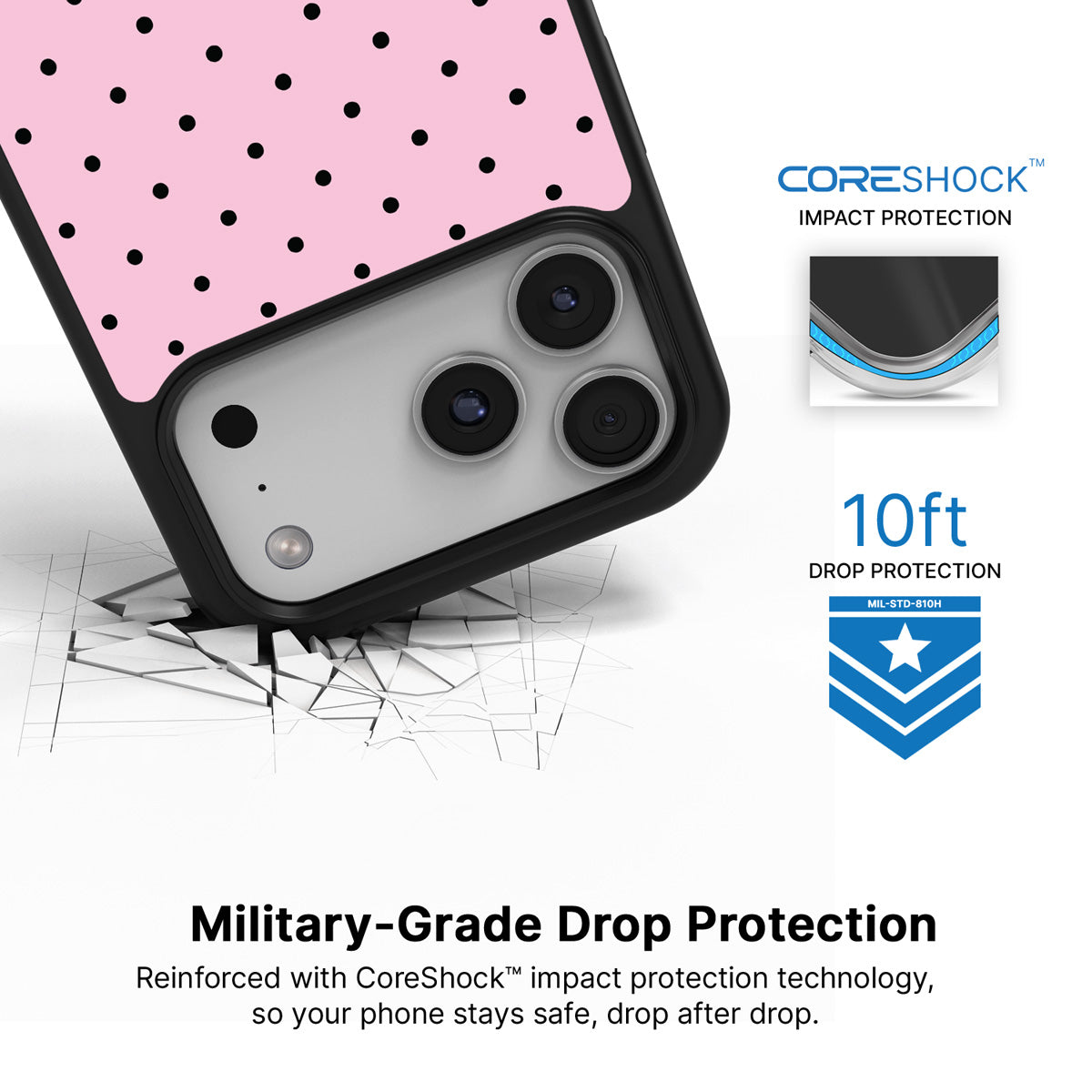 Pink Polka Dot iPhone 17 Pro Max Case – Veloria | MagSafe